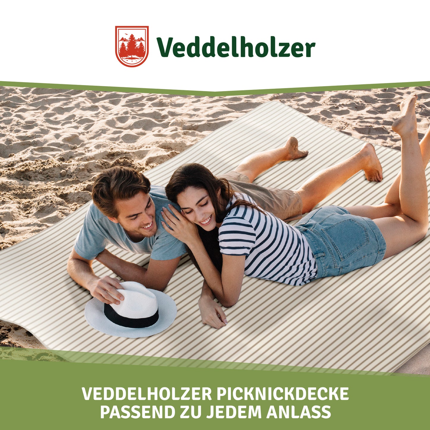 Veddelholzer Beach Picknickdecke 200x200cm – Stranddecke Outdoor