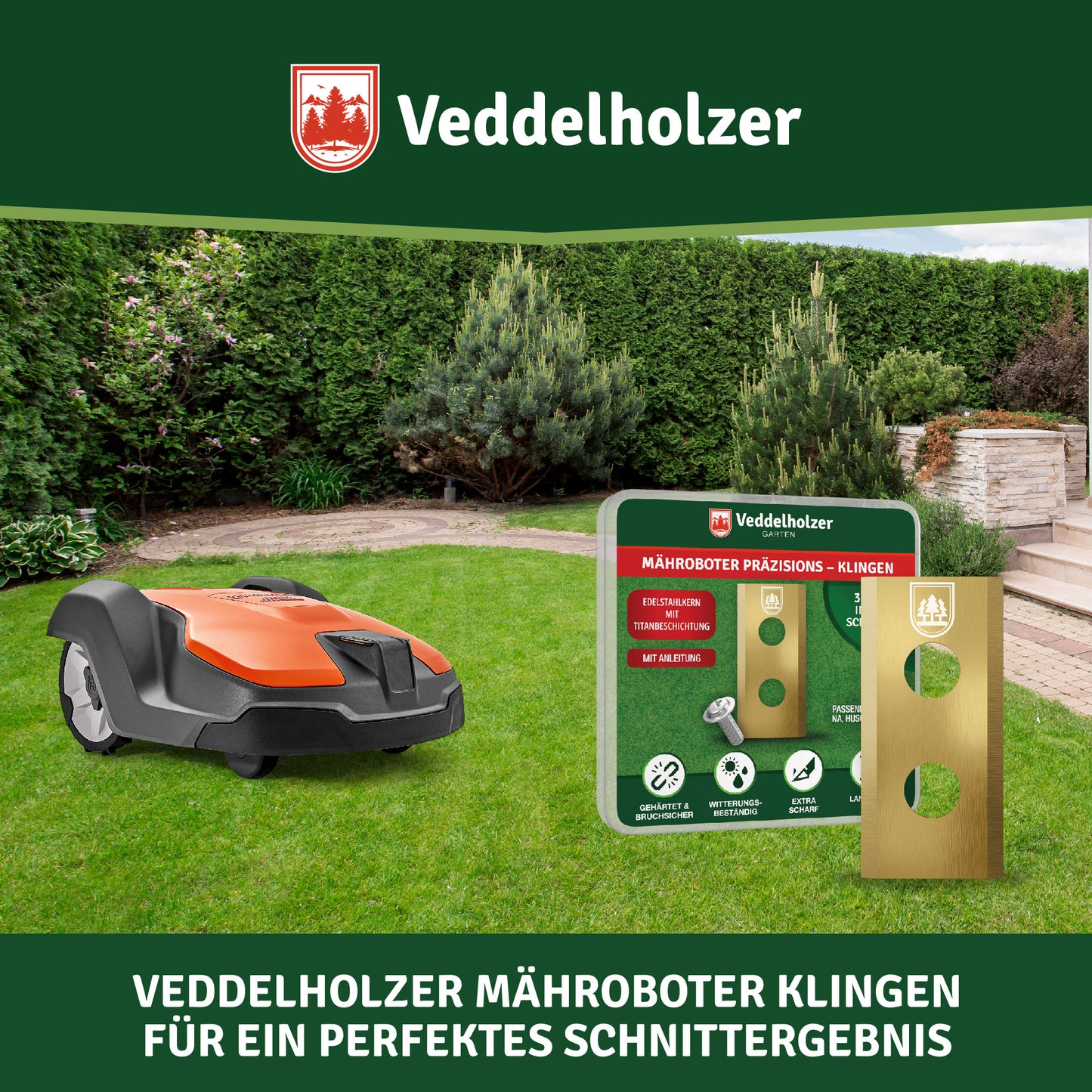30 robotic lawnmower blades made of stainless steel coated with titanium
