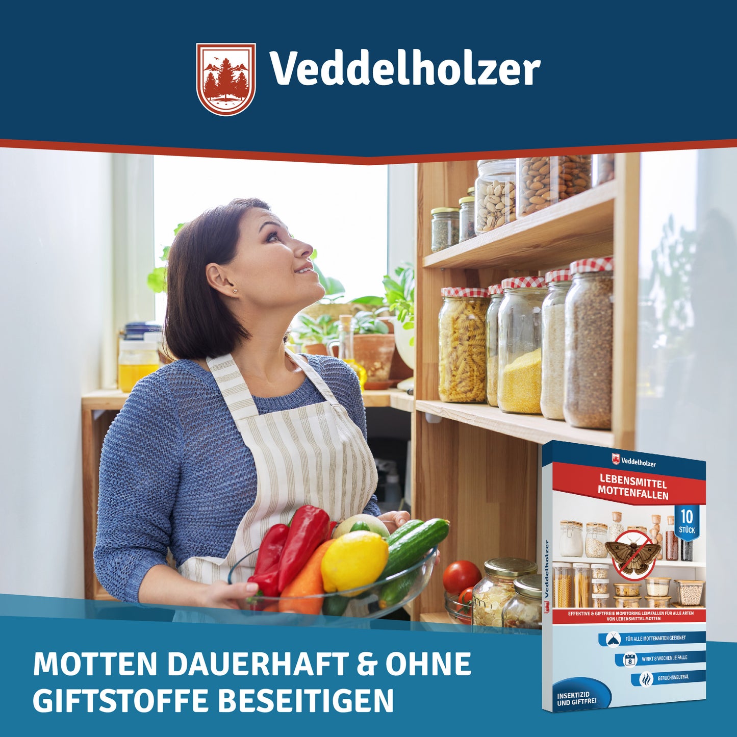 Veddelholzer Lebensmittelmotten Falle 10 Stück – Pheromon Lockstoff