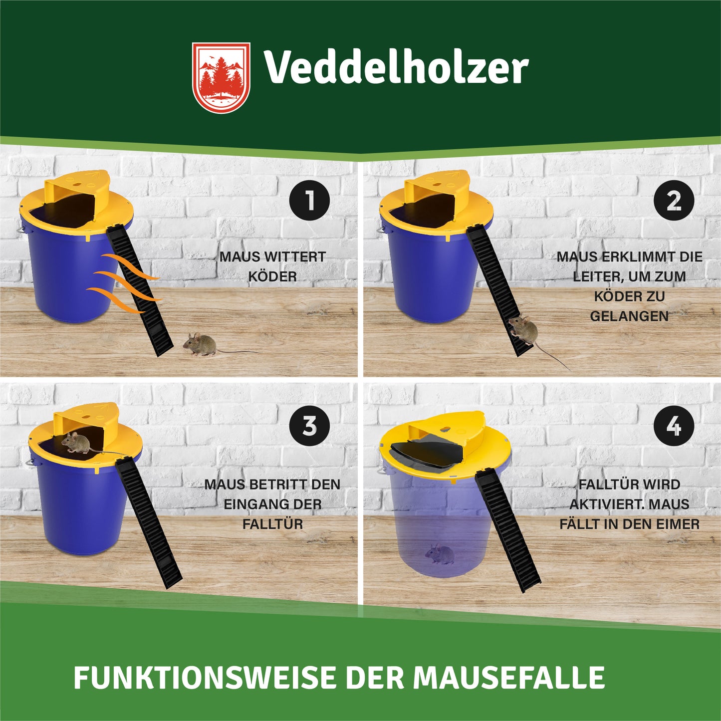 Veddelholzer Lebendfalle Mäusefalle – Wiederverwendbare Mausefalle inkl. Anleitung