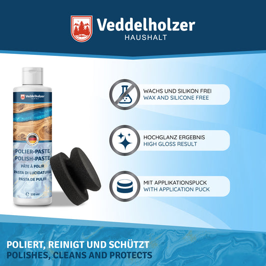 Veddelholzer 200 ml Profi Polierpaste + Polierschwamm