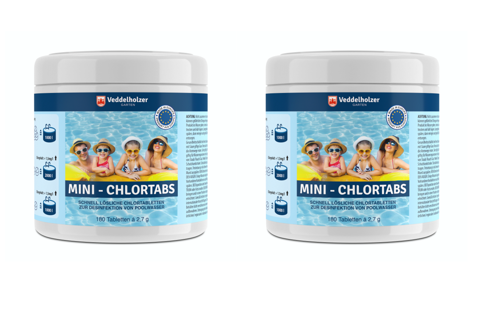 Veddelholzer Chlor Mini Tabs 180 Stück – Pool Chlortabletten für Wasserpflege