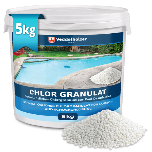 Veddelholzer Chlor Granulat 5kg – Schnell löslich für Pool Schockchlorung