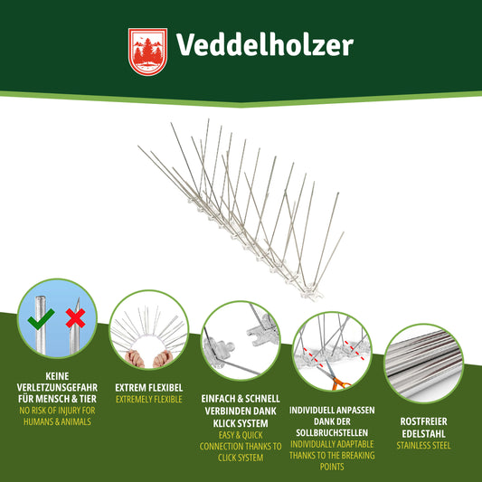 Veddelholzer Premium Universal 3 Meter Edelstahl Vogelabwehr