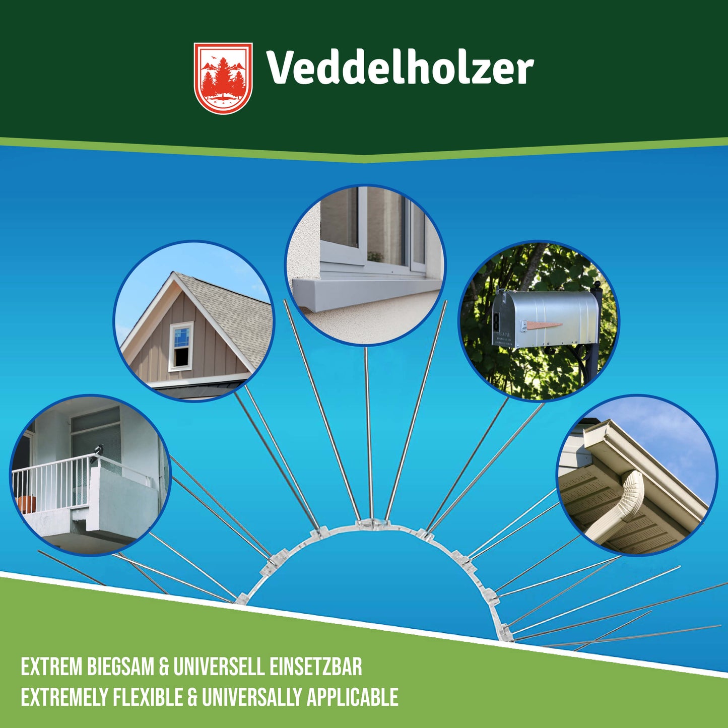 Veddelholzer Edelstahl Vogelabwehr 3m – Premium Taubenschutz Spikes