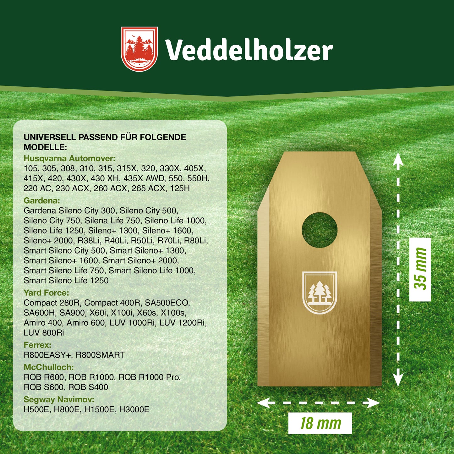 Veddelholzer Mährobotermesser Edelstahl 30 Stück – für Gardena & Husqvarna