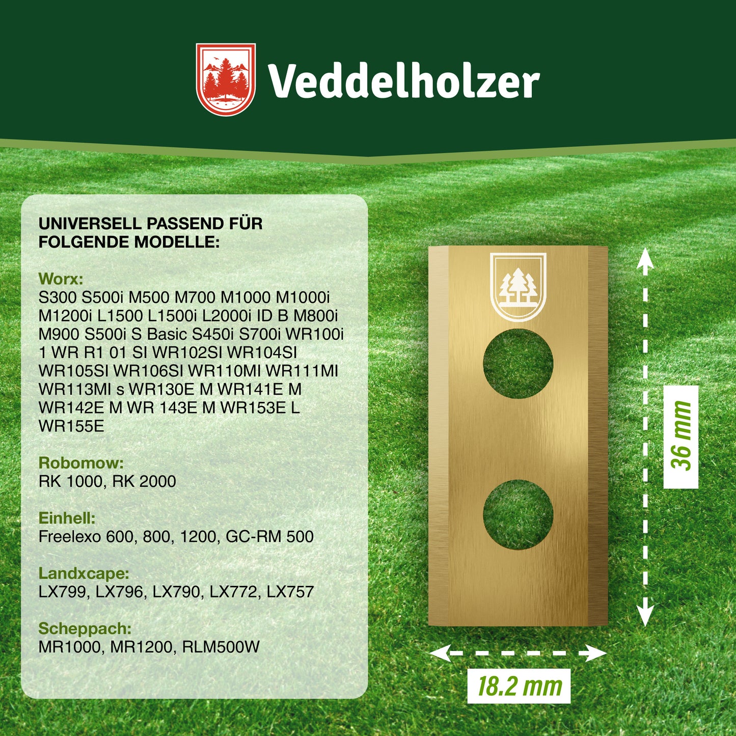 Veddelholzer Mährobotermesser Edelstahl 30 Stück – für Einhell, Worx & Landscape