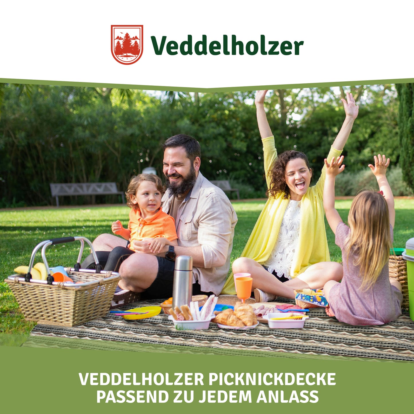 Veddelholzer Picknickdecke Boho 200x200cm – Outdoor & Stranddecke