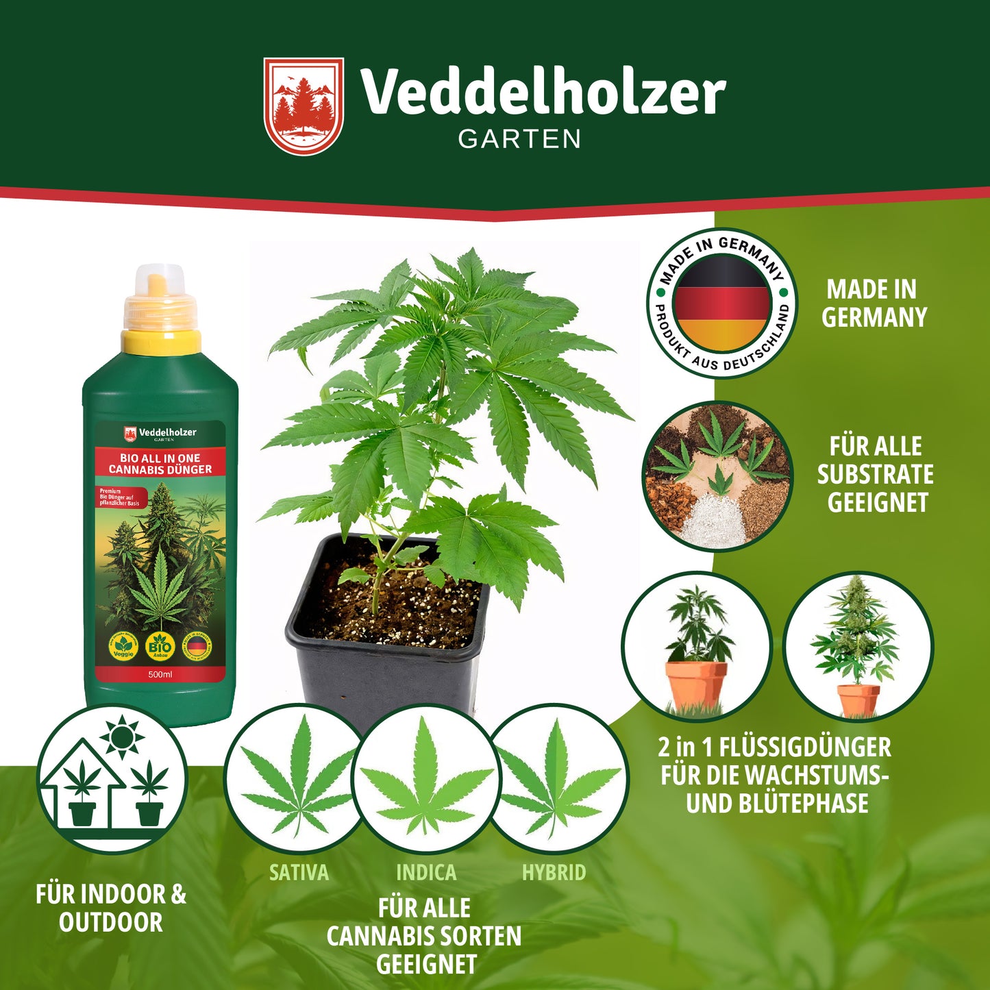 Veddelholzer Premium 500 ml Engrais de cannabis bio All in One