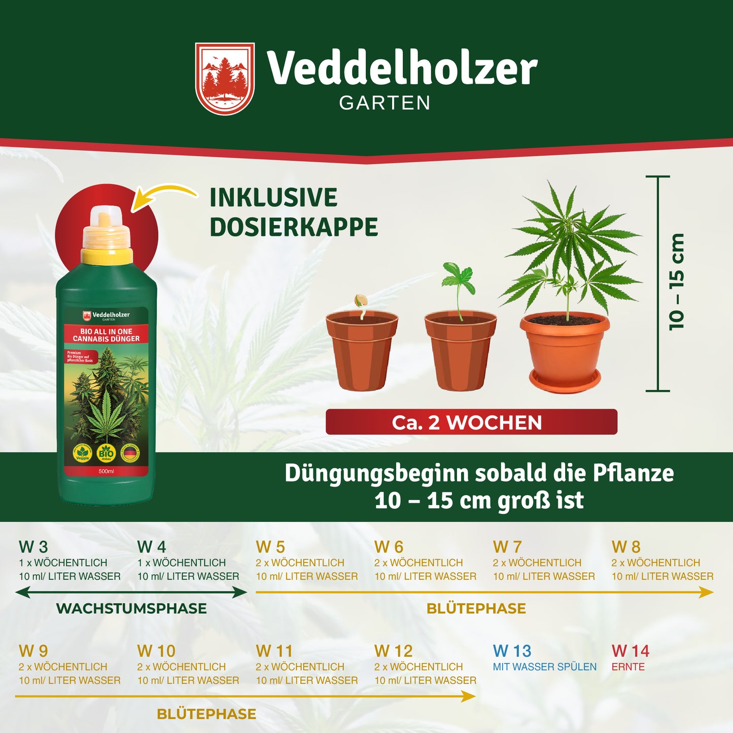 Veddelholzer Premium 500 ml Engrais de cannabis bio All in One