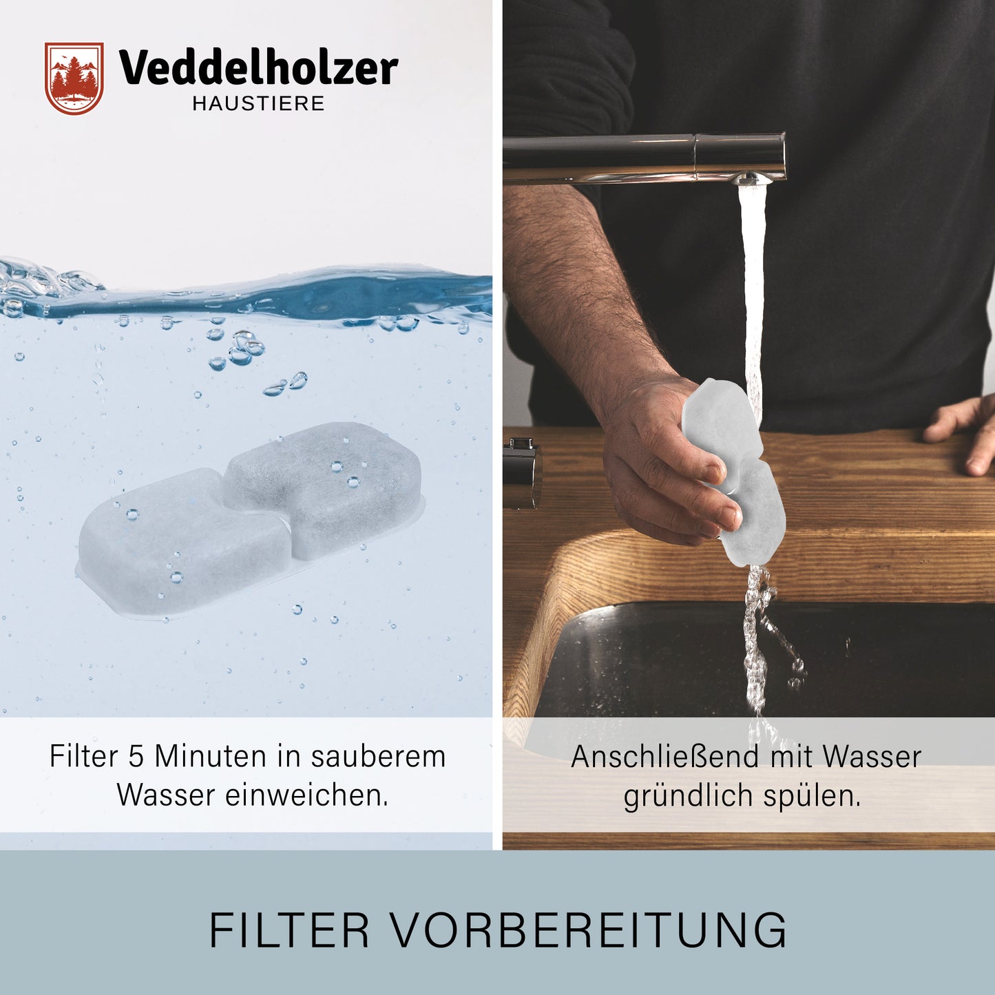 Veddelholzer Katzenbrunnen Filter Set – 6 Filter + 3 Ersatzschwämme