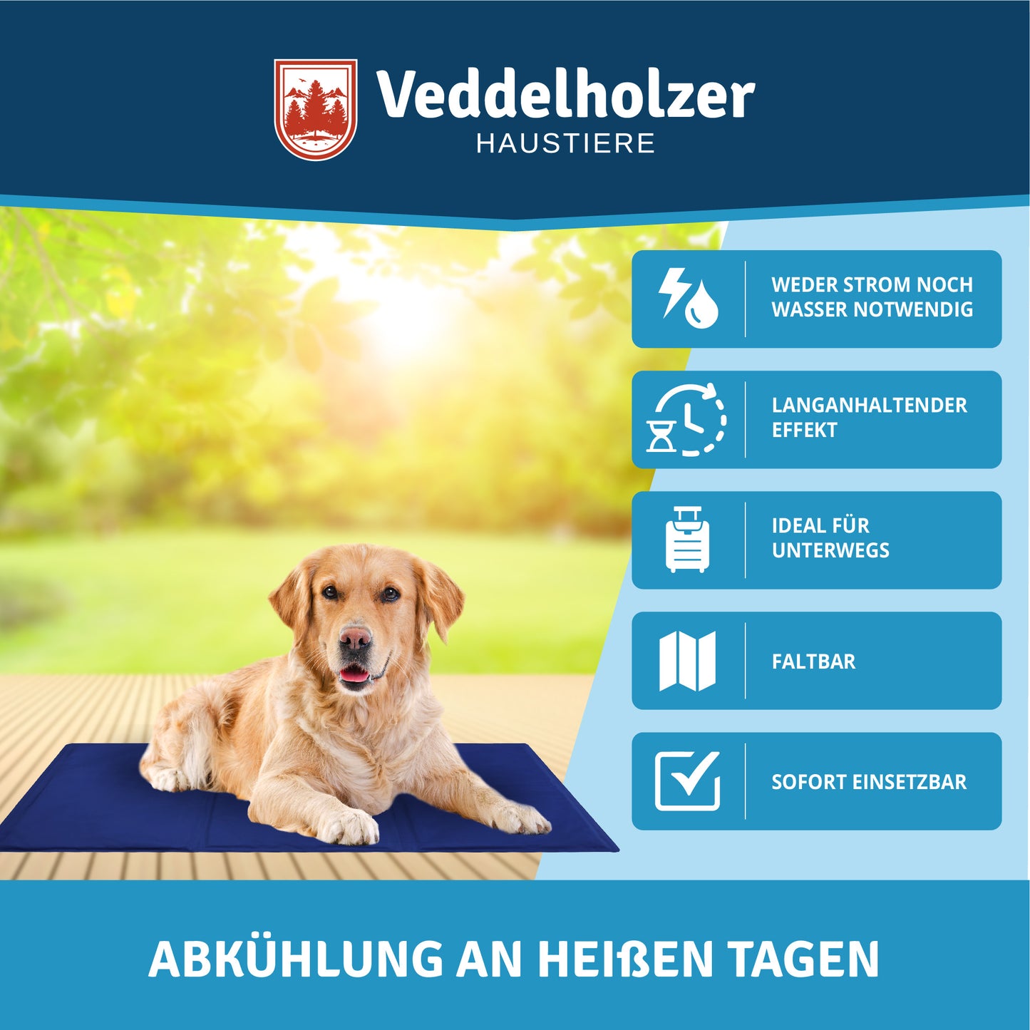 Veddelholzer Kühlmatte für Hunde – Extra Dick & Robust (Größenwahl)