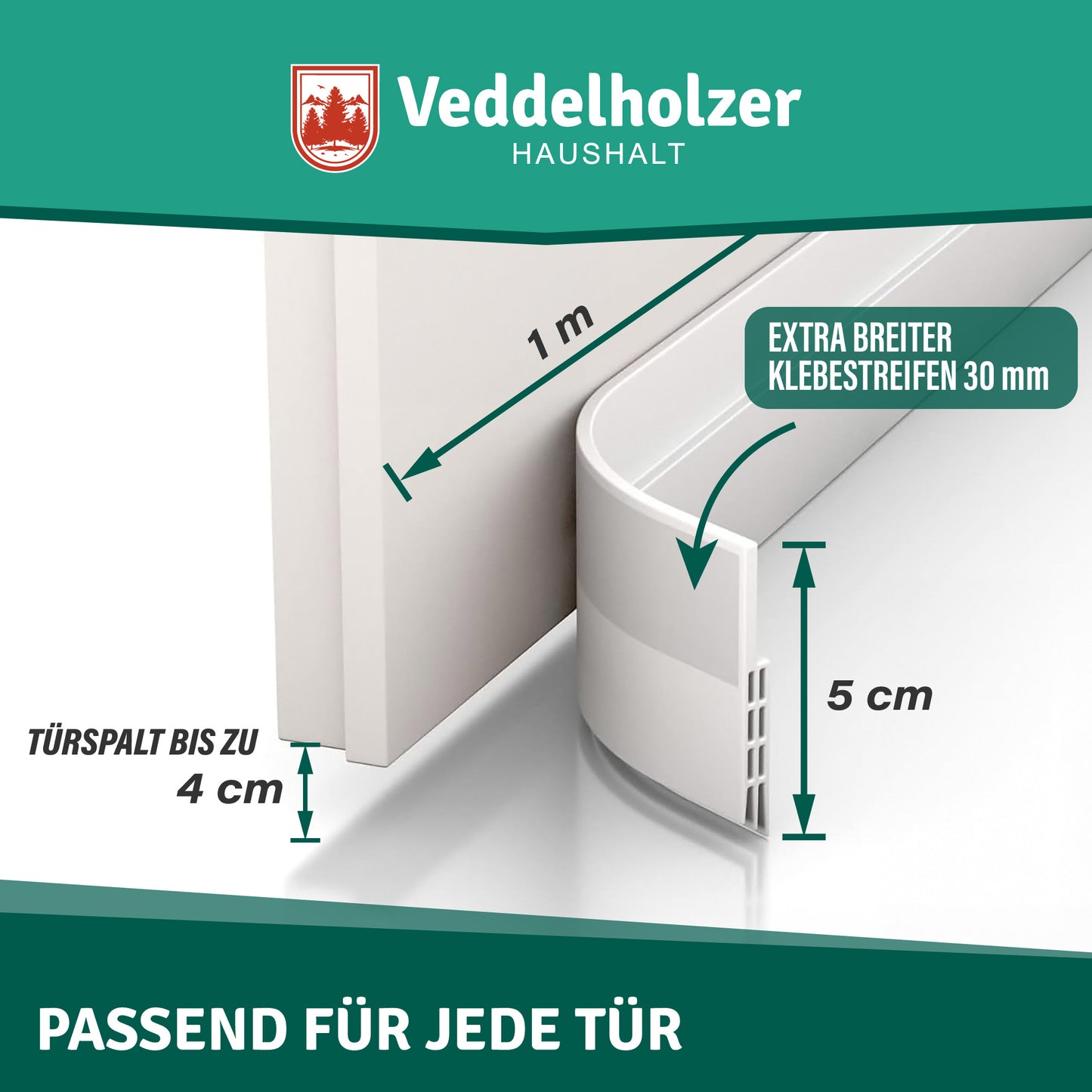 Veddelholzer Türdichtung Zugluftstopper – Selbstklebend (2 Farben)