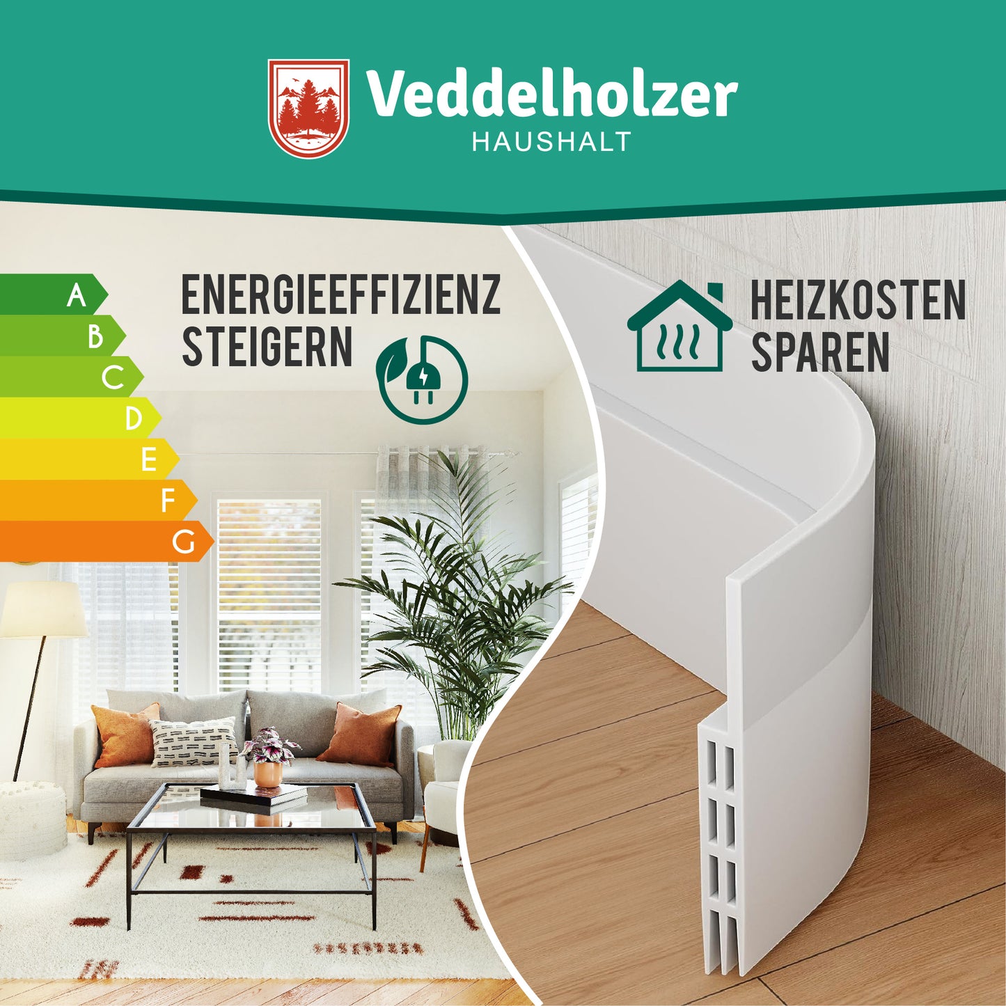 Veddelholzer Türdichtung Zugluftstopper – Selbstklebend (2 Farben)