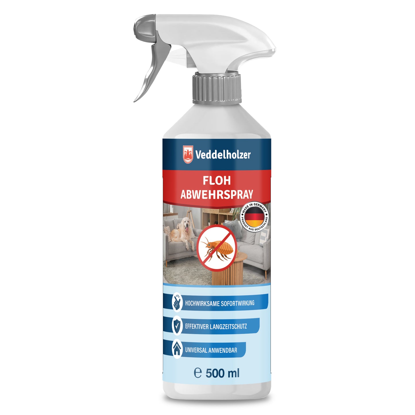 Veddelholzer Floh Abwehrspray 500ml – für Wohnung, Teppiche & Möbel