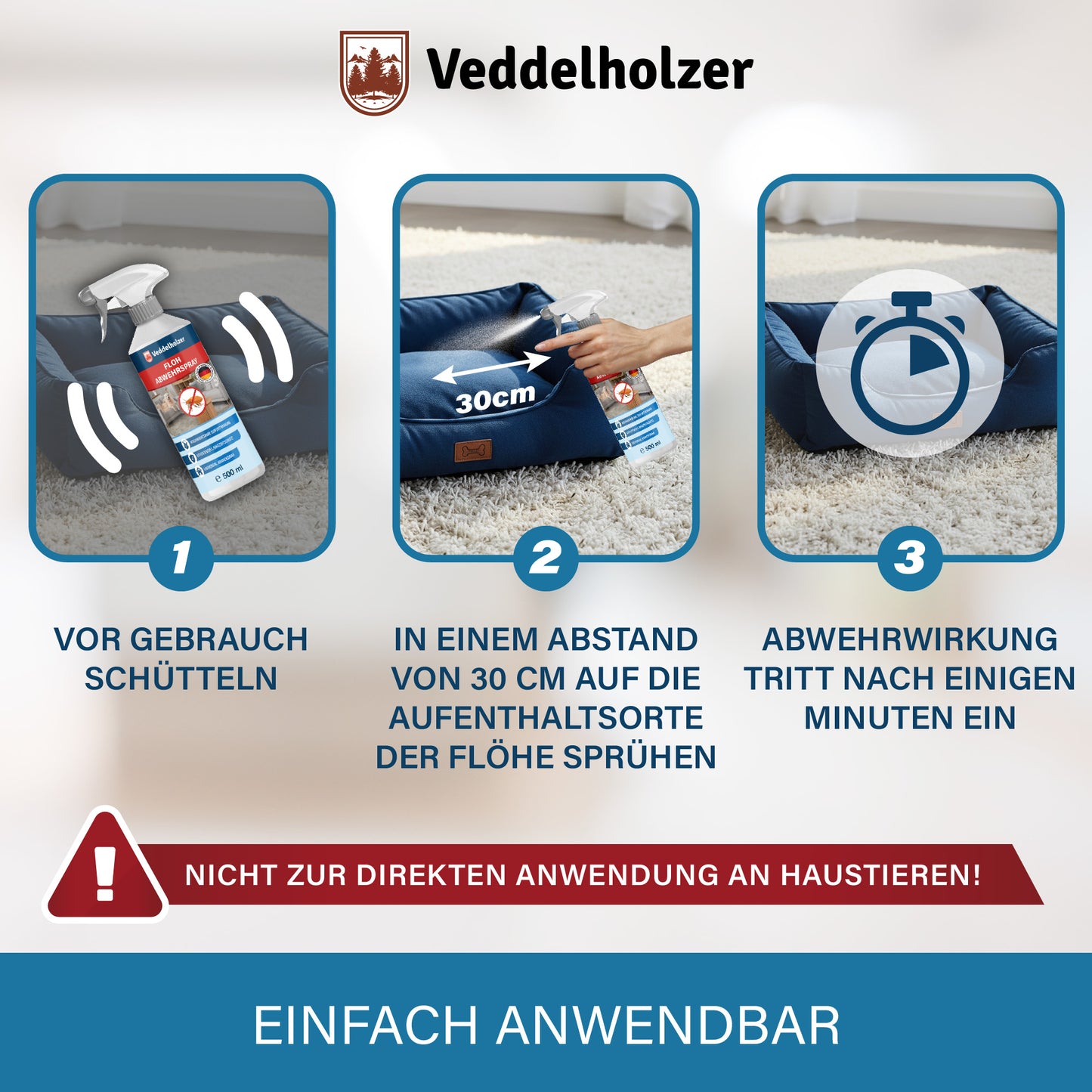 Veddelholzer Floh Abwehrspray 500ml – für Wohnung, Teppiche & Möbel