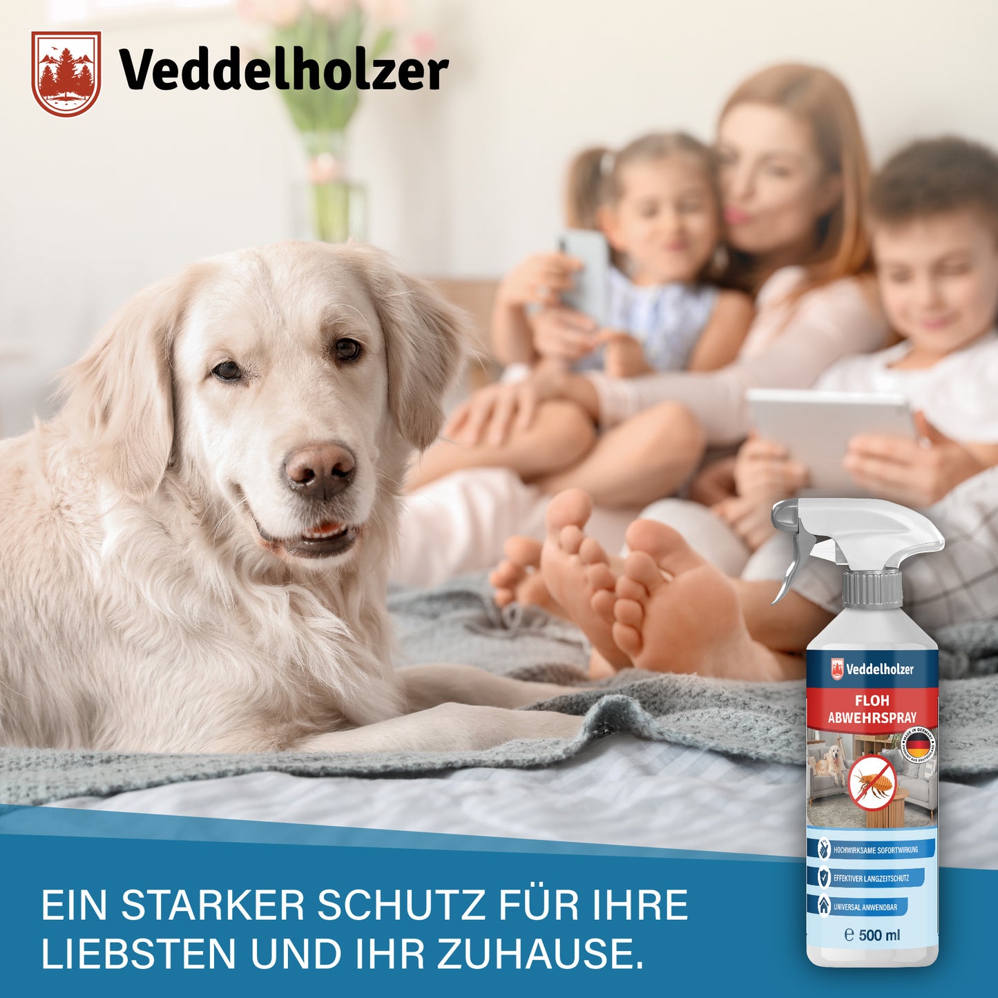 Veddelholzer Floh Abwehrspray 500ml – für Wohnung, Teppiche & Möbel