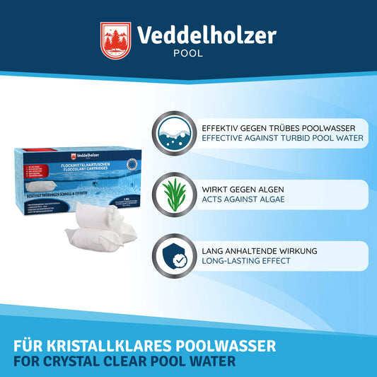 Veddelholzer 1 kg Flockmittel Pool Kartuschen 8 x 125g