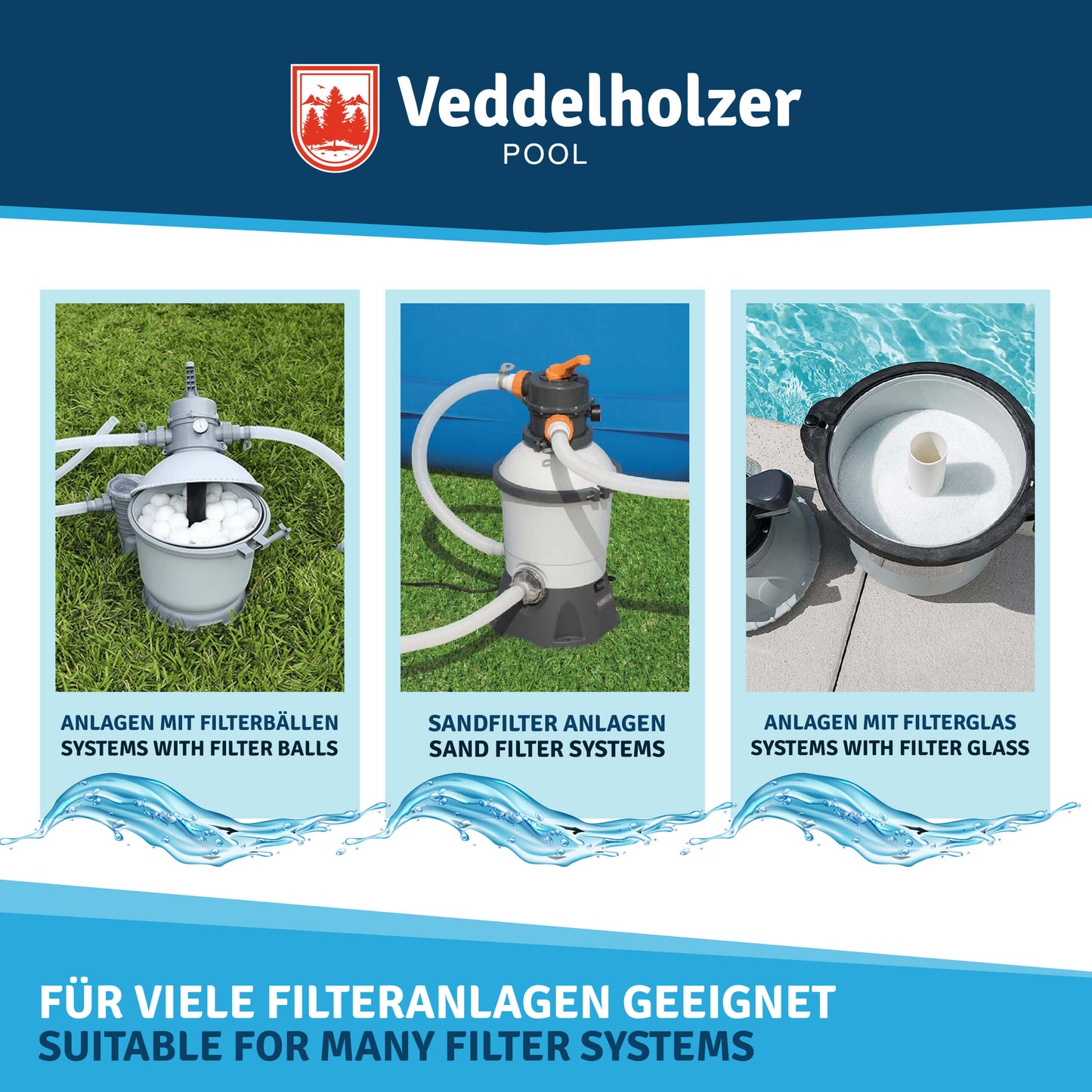 Veddelholzer Flockmittel Kartuschen 1kg – 8 x 125g für Poolwasser