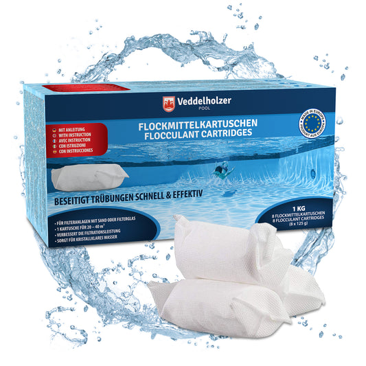 Veddelholzer 1 kg Flockmittel Pool Kartuschen 8 x 125g