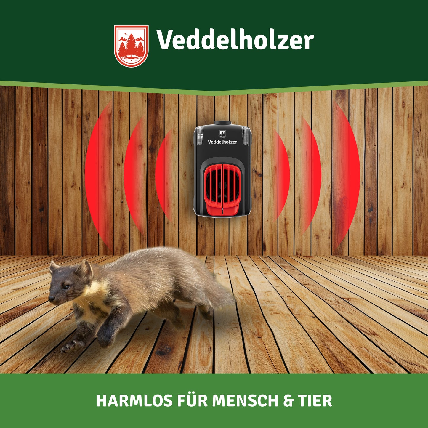 Veddelholzer Marderabwehr Ultraschall Gerät – USB Anschluss mit LED Blitzlicht