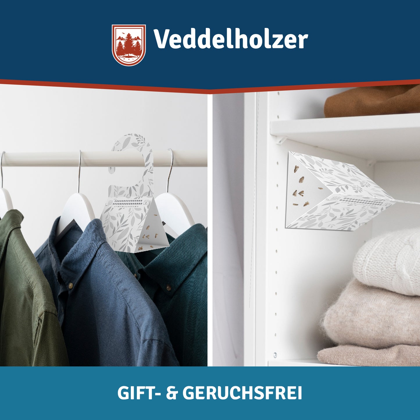 Veddelholzer Kleidermotten Falle 8er Set – mit Haken & Klebefläche, giftfrei