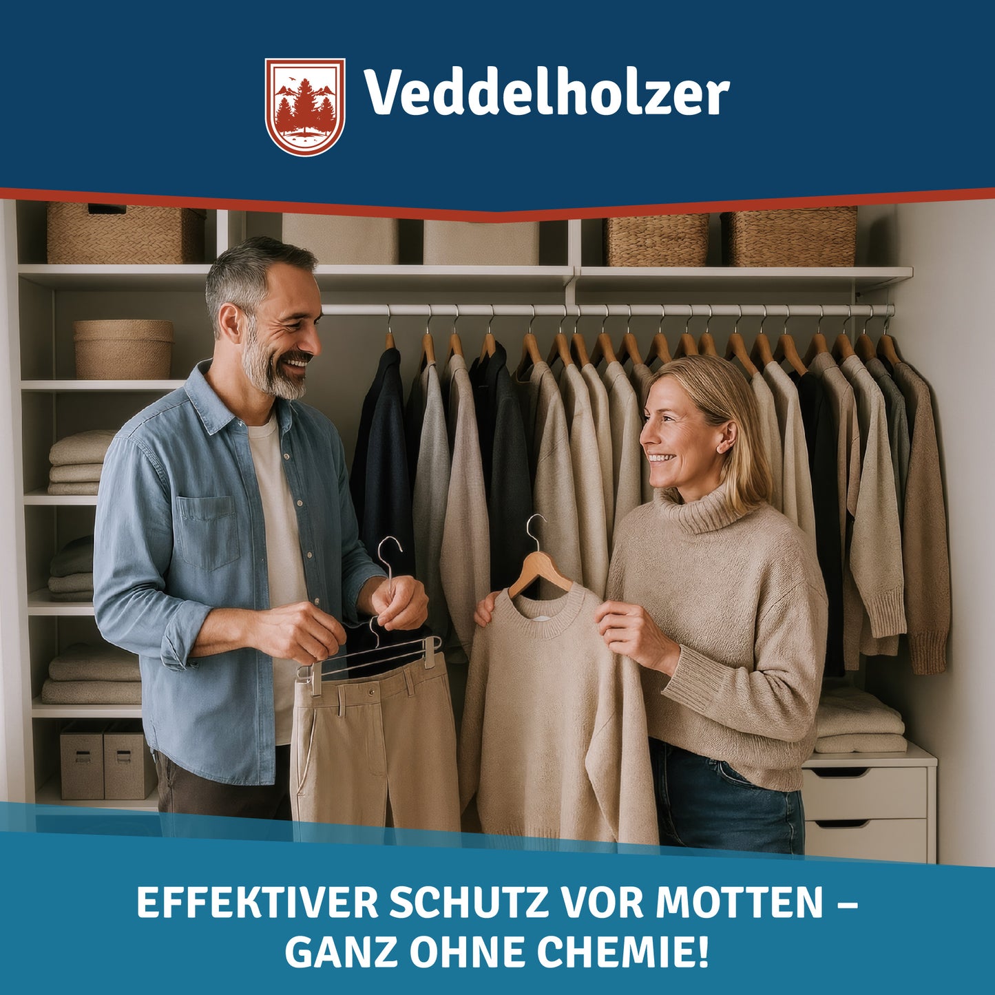Veddelholzer Kleidermotten Falle 8er Set – mit Haken & Klebefläche, giftfrei