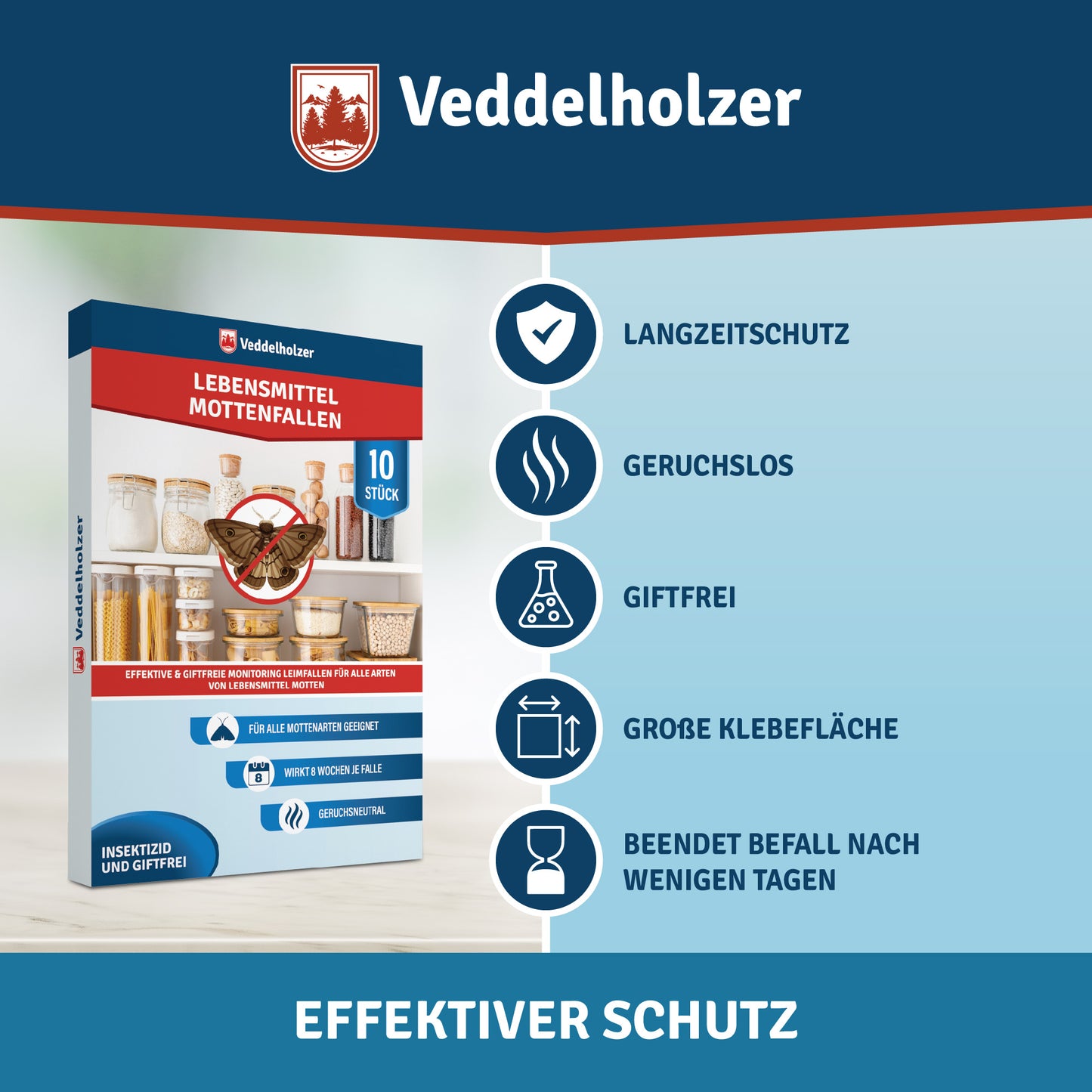 Veddelholzer Lebensmittelmotten Falle 10 Stück – Pheromon Lockstoff