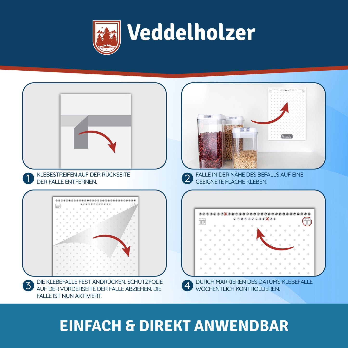 Veddelholzer Lebensmittelmotten Falle 10 Stück – Pheromon Lockstoff