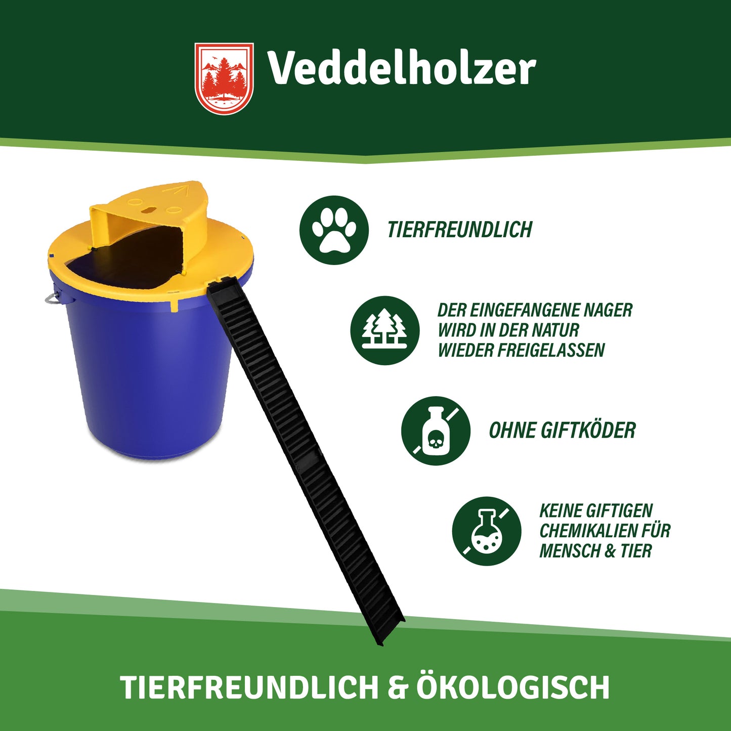 Veddelholzer Lebendfalle Mäusefalle – Wiederverwendbare Mausefalle inkl. Anleitung