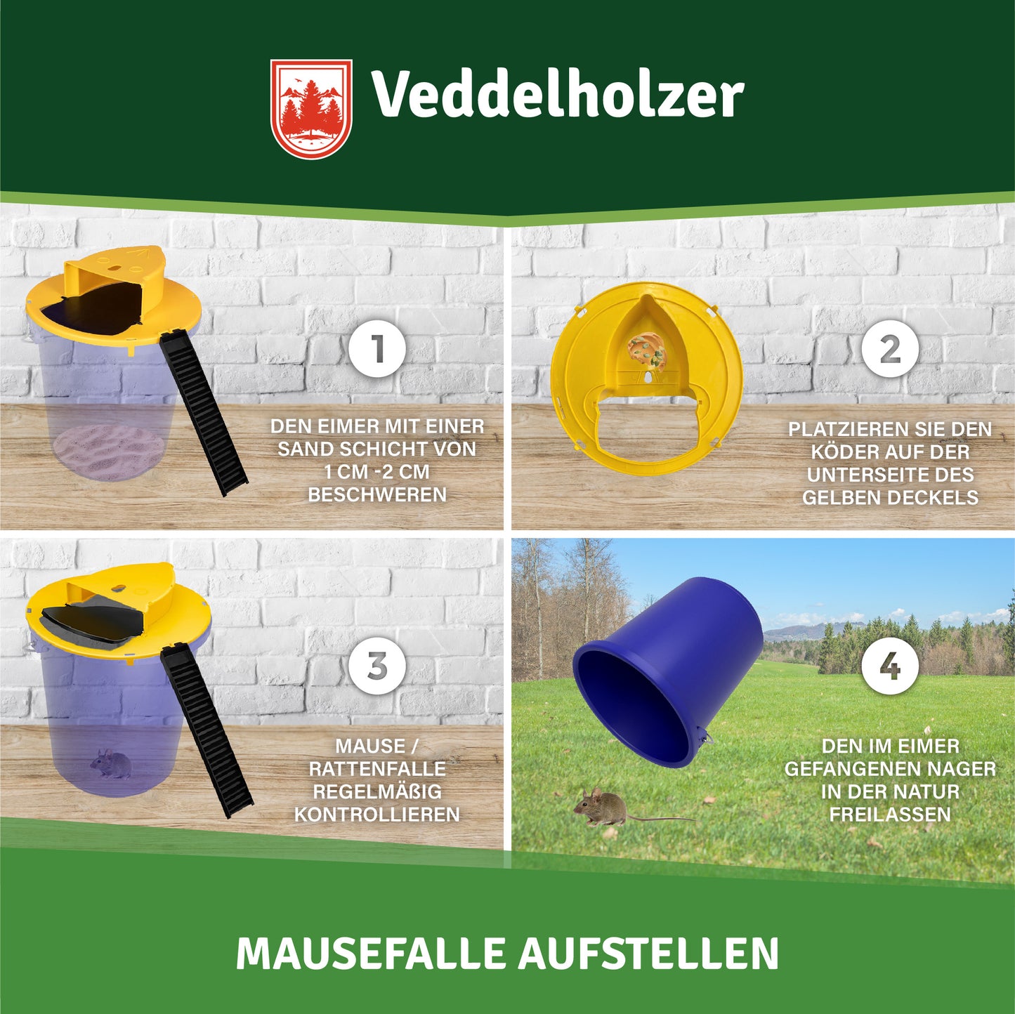 Veddelholzer Lebendfalle Mäusefalle – Wiederverwendbare Mausefalle inkl. Anleitung