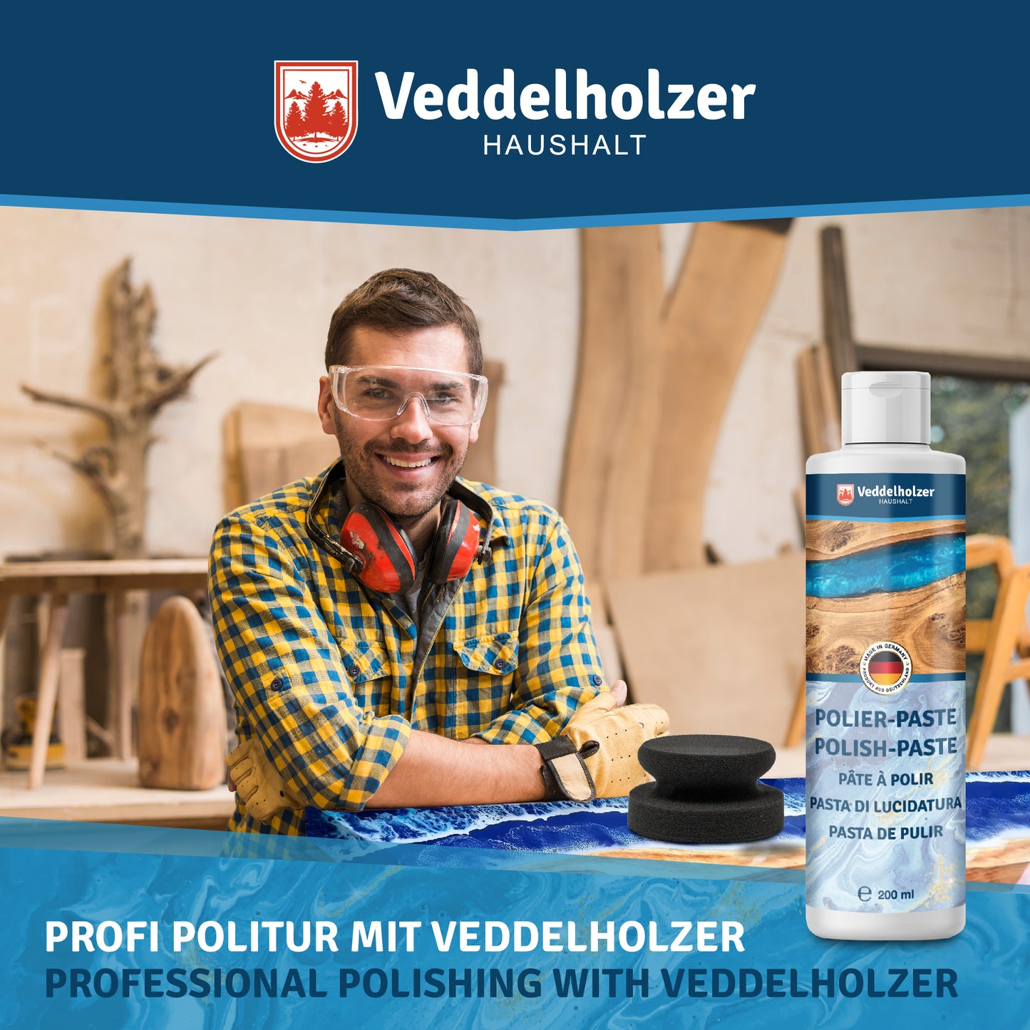 Veddelholzer Profi Polierpaste 200ml – inkl. Polierschwamm
