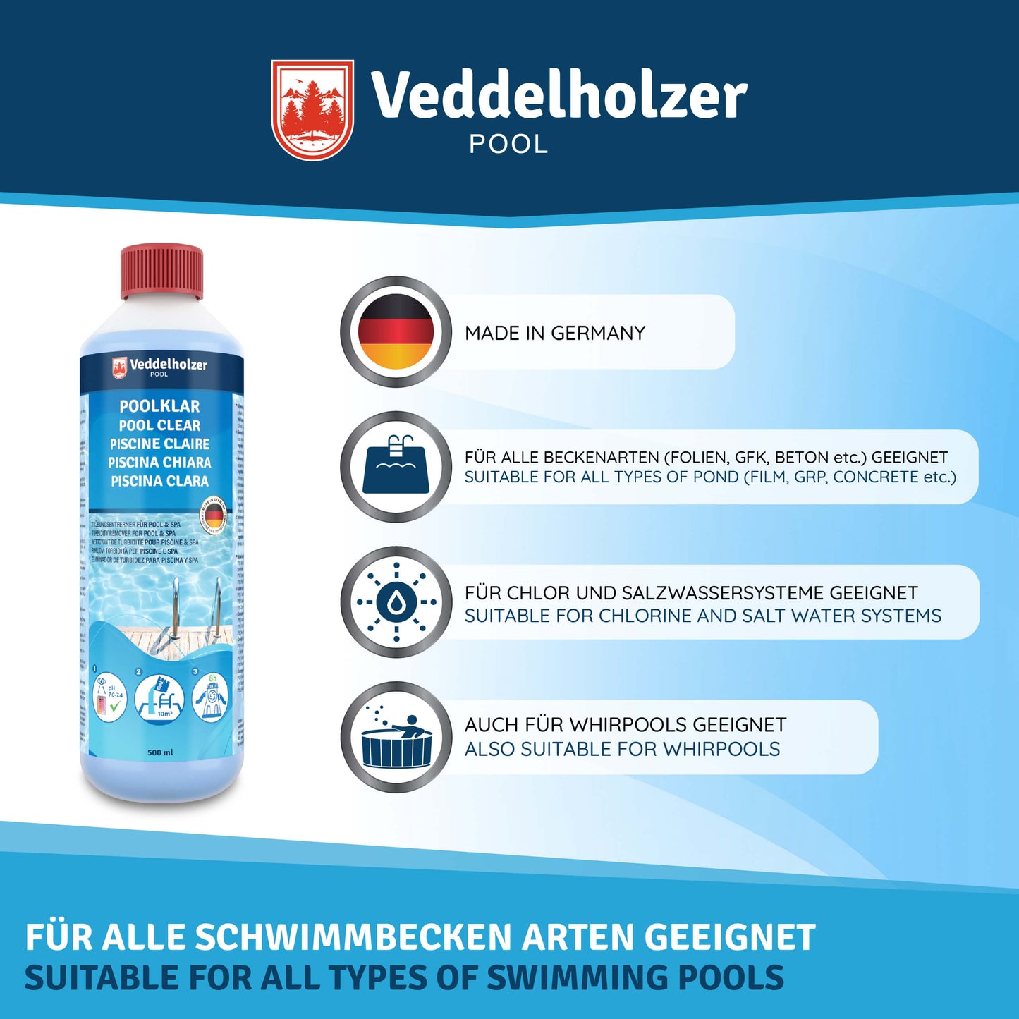 Veddelholzer Poolklar 500ml – Trübungsentferner für klares Poolwasser