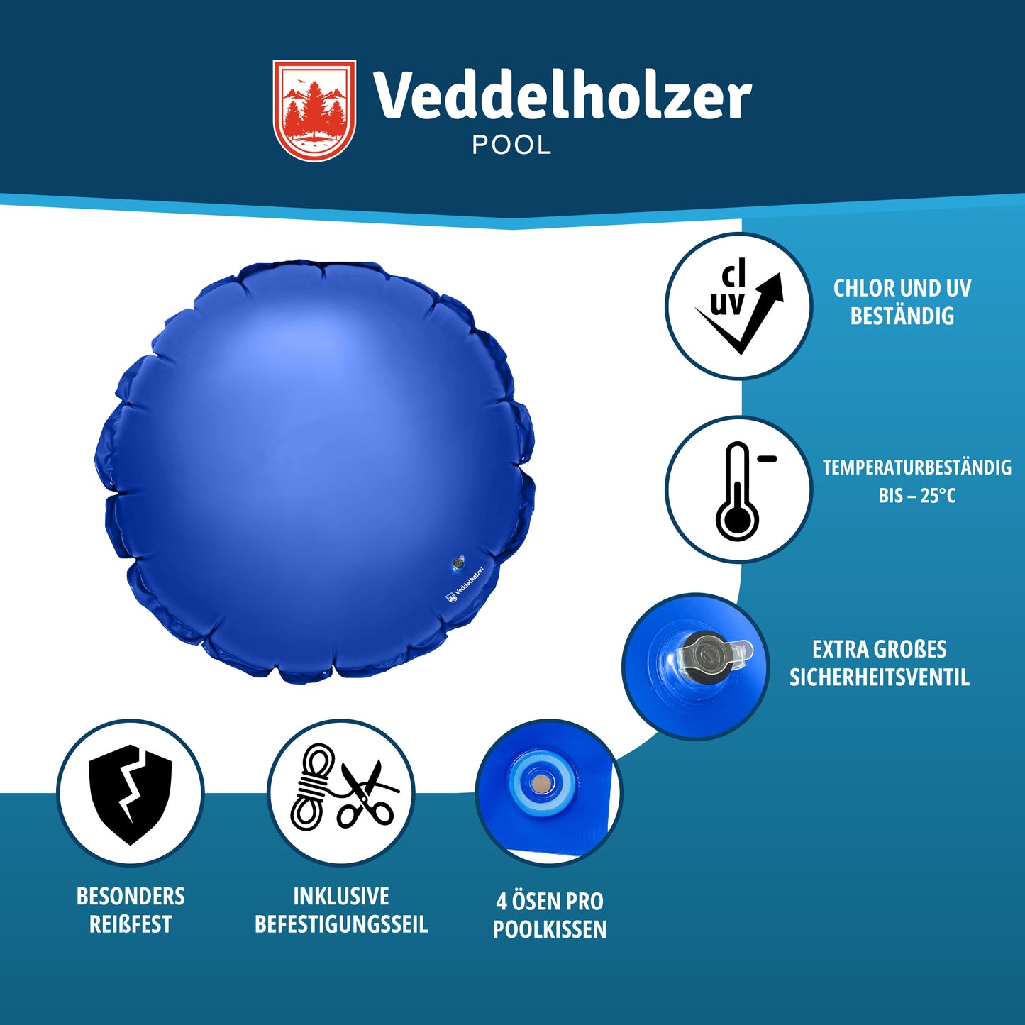 Veddelholzer Poolkissen 2m – Winterkissen für Pools