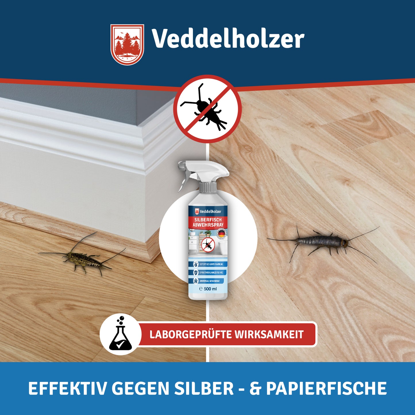 Veddelholzer Papierfisch & Silberfisch Abwehrspray 500ml – Laborgeprüft