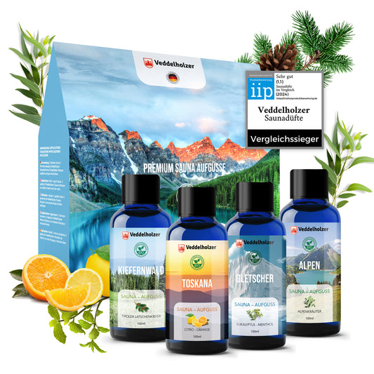 Veddelholzer BIO Saunaaufguss Geschenkset 4 x 100 ml