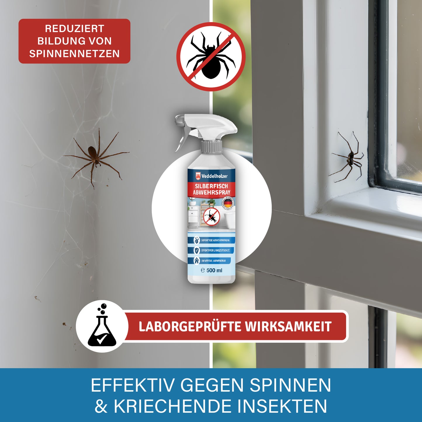 Veddelholzer Spinnen Abwehrspray 500ml – Geraniol Anti-Spinnenspray