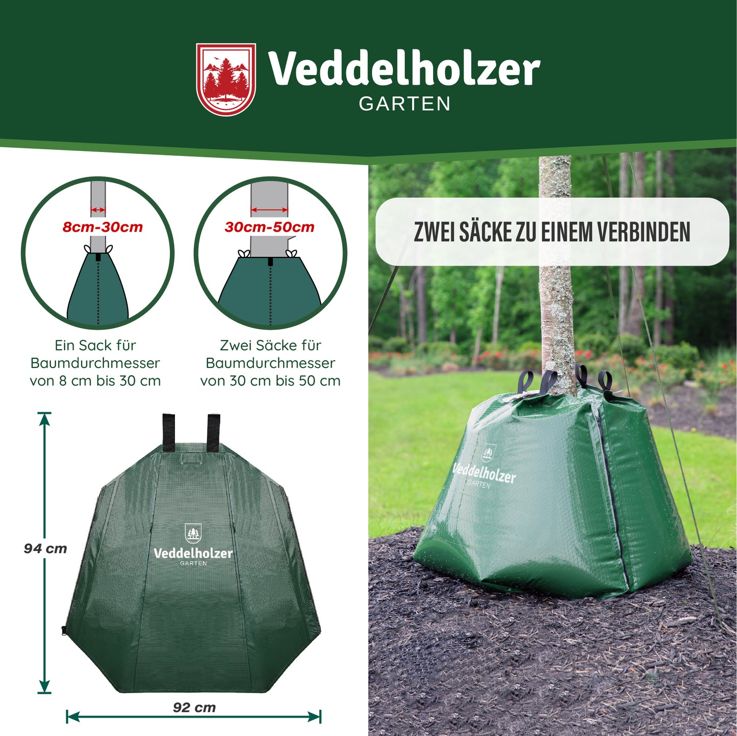 2 x 75 l tree watering bags with zipper can be combined