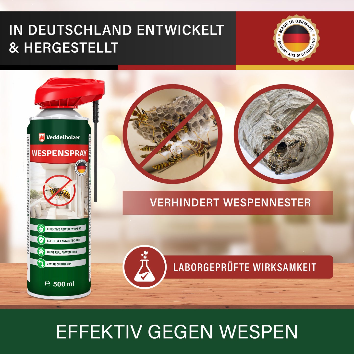 Veddelholzer Wespenspray 500ml – effektive Wespenabwehr