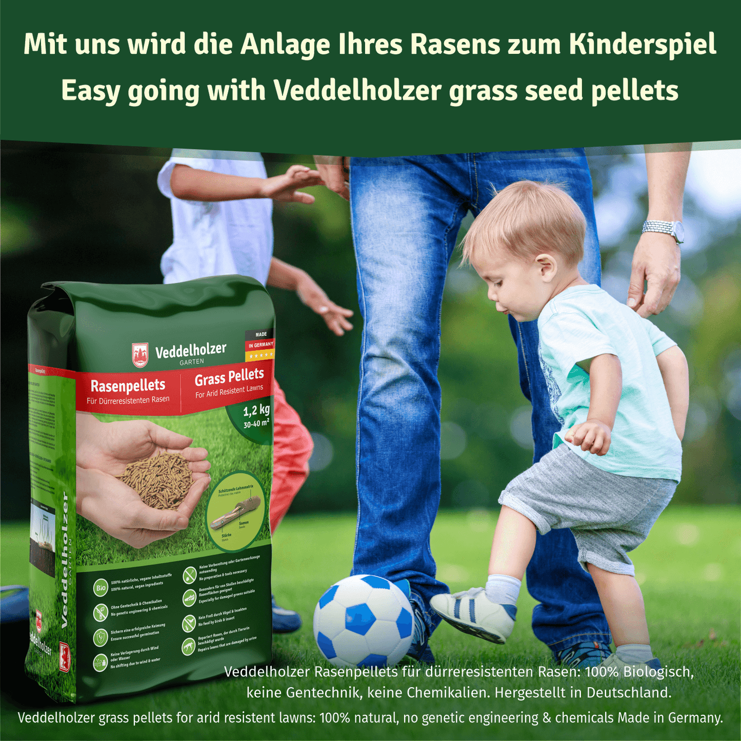 Veddelholzer Rasenpellets Dürreresistenter Rasen – für trockene Böden
