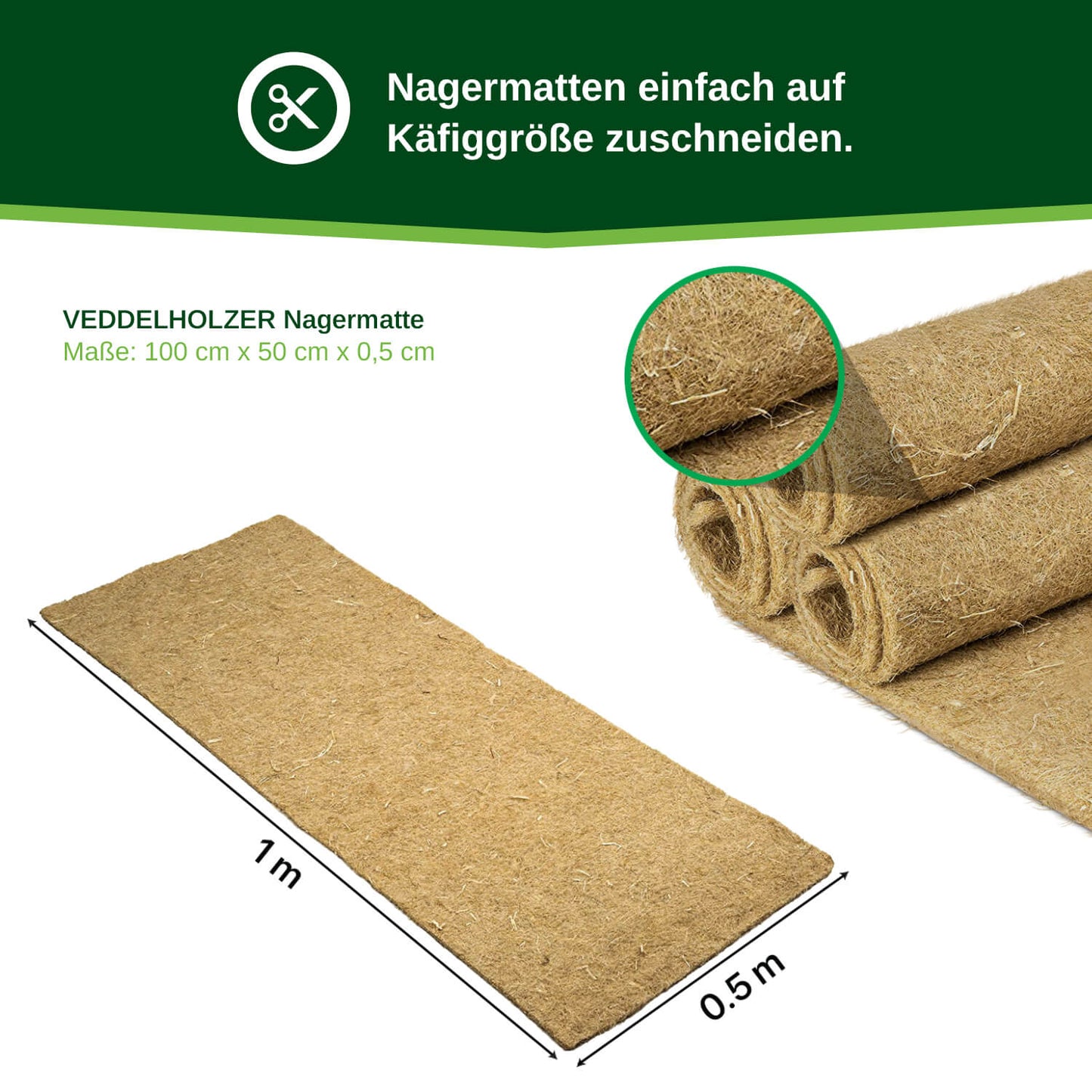 Veddelholzer Hanfmatten für Nagerkäfige – 3er oder 5er Set, saugstark